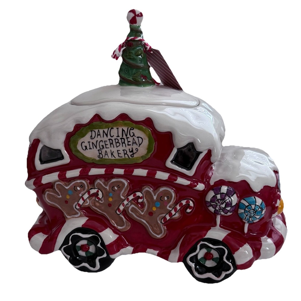 Blue Sky Ceramic Heather Goldminc Dancing Gingerbread Bakery Cookie Jar 2012 NWT